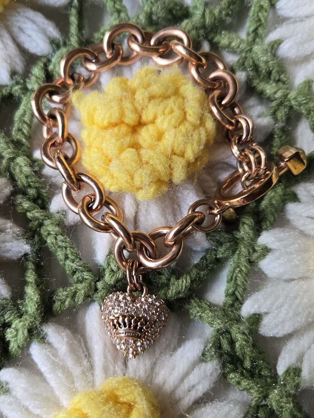 Juicy Couture Pave Heart Crown Icon Bracelet